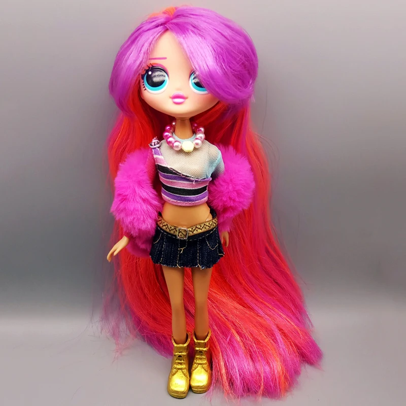 Lol Omg Bebek Makarali Civciv Pembe Mor Sac Diy Beyaz Elbise Cocuklar Icin Dogum Gunu Hediyesi Action Figures Aliexpress