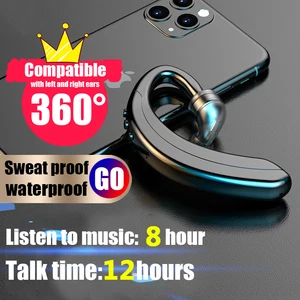 Auriculares inalámbricos con Bluetooth, cascos de negocios con Control de ruido y micrófono, Auriculares deportivos con gancho para la oreja para iPhone 12, Samsung y xiaomi