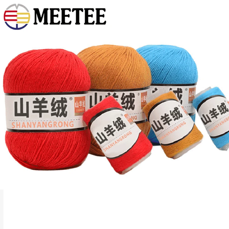 Meetee 500g(1roll=50g) Natural Cashmere Yarn Hand Knitting Line DIY Manual Hat Scarf Velvet Wool Thick Knit Yarn Craft Material