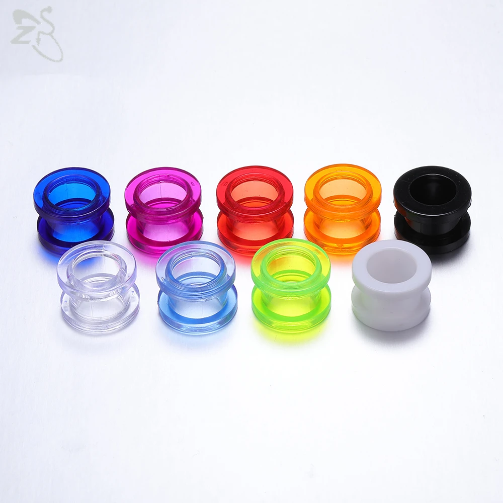 ZS 1 Paar farbige Acryl-Ohrstöpsel und Tunnel, transparent, grün, schwarz, Ohrmessgeräte, 2–16 mm Schraube, Ohr-Expander, Sterchers, Piercing-Schmuck – Detail 6