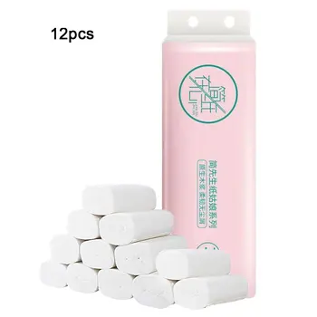 

12 Rolls Compact Coreless Bath Toilet Paper 4-Ply Recycled Rolling Paper Home Office Restaurant Washroom Tissues