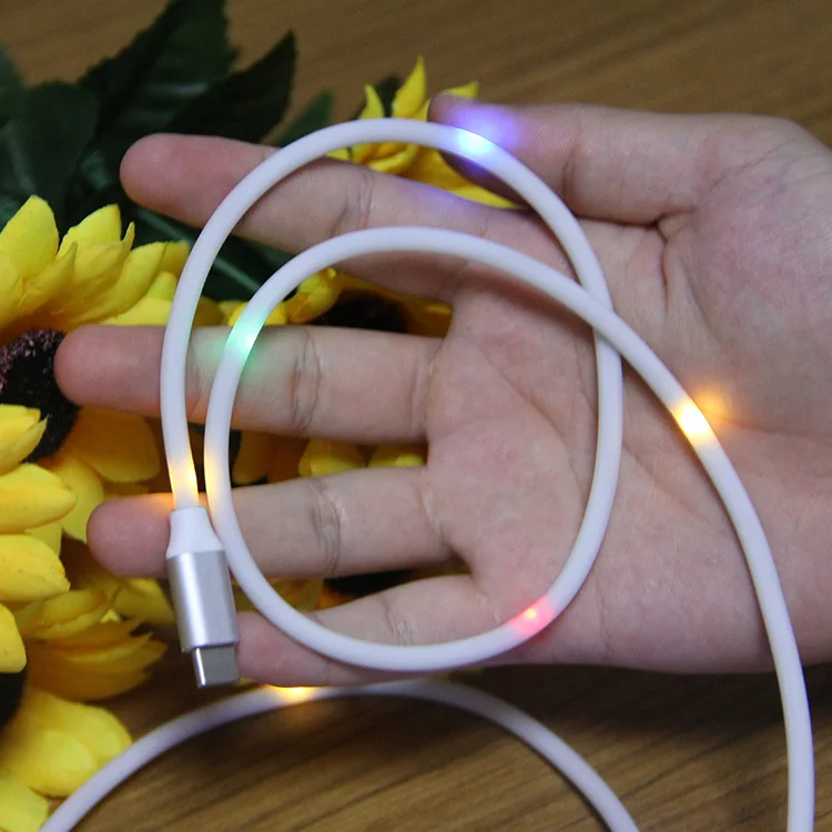 Блестящий кабель Micro USB светящийся светодиодный осветительный прибор для быстрой