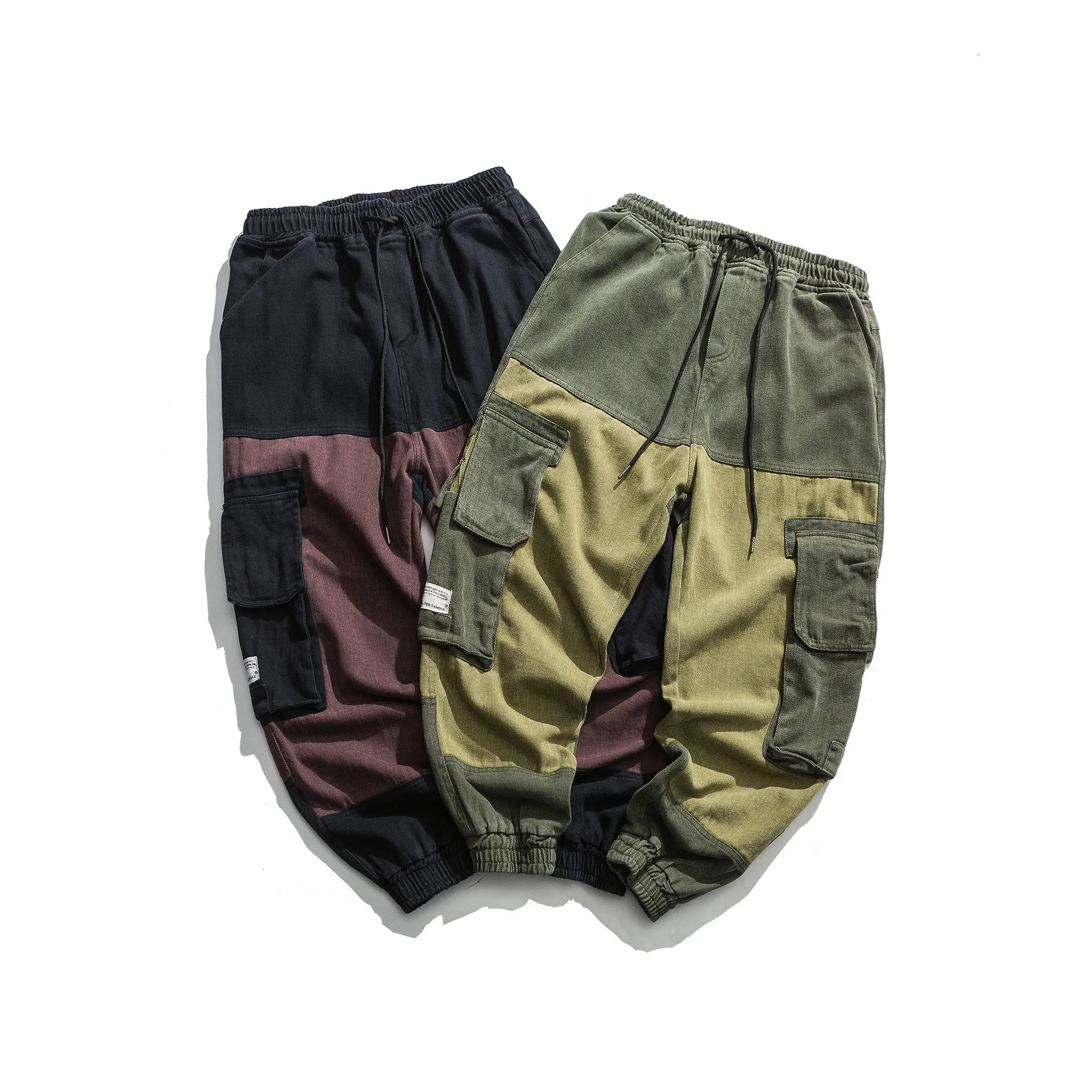 

City Where the Product Winter New Style Contrast Color Irregular Pocket Workwear Ankle Banded Pants MEN'S Pants Winter Thick Fas