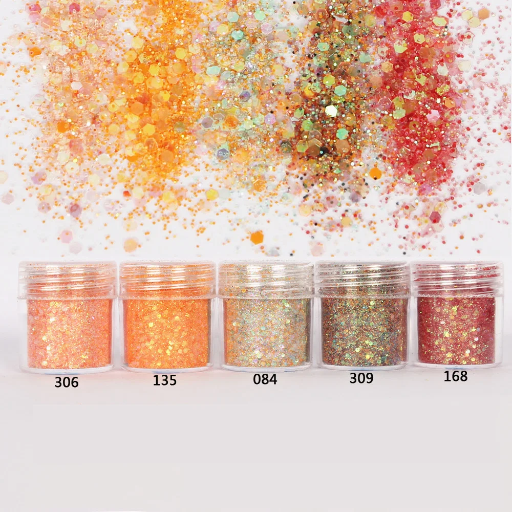 Orange Set Hexagon Glitter Bling Bling Filling Sequin Mix In for Resin
