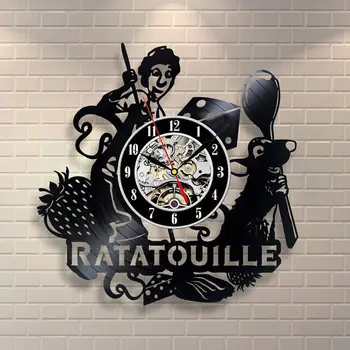 

Cartoon Wall Clock Modern Design Kids Clocks Ratatouille Vintage Retro Style Vinyl CD Record Wall Watch Home Decor Silent 12"