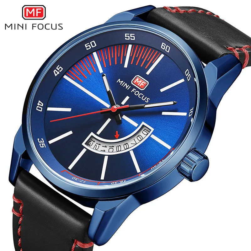 MINIFOCUS Fox MF0132G мужской ремень модные календарь светящиеся кварцевые уникальные простые часы