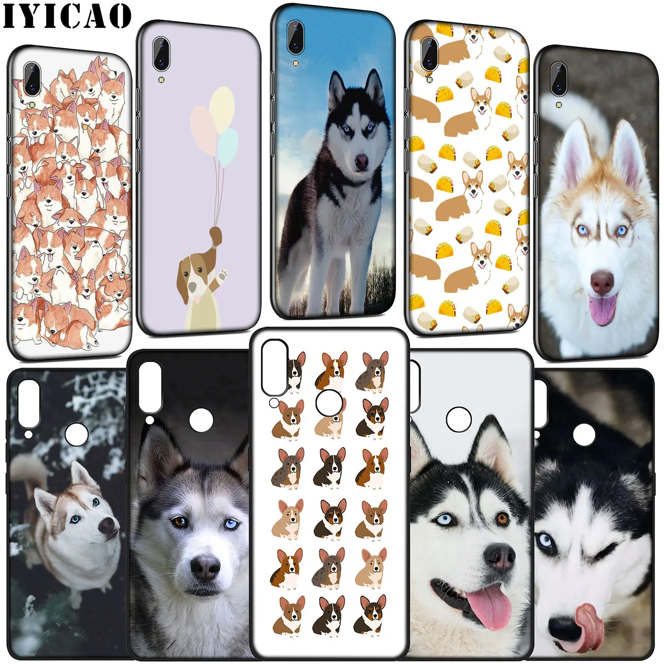 IYICAO DOG Husky Corgi Soft Silicone Case for Huawei Y9 Y7 Y6 Prime 2019 Honor 20 10 9 9X 8C 8X 8 Lite 7C 7X 7A Pro |