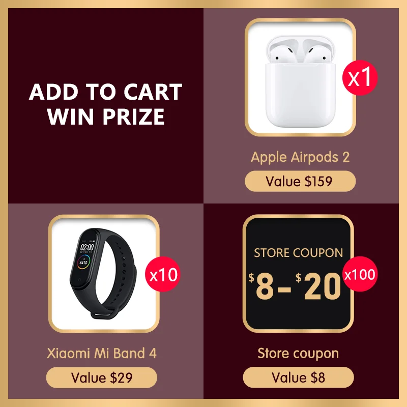 11 распродажа добавьте в корзину выигрыш бесплатно Windows Free Apple Airpods & Mi Band.(заказы