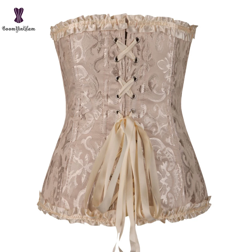 7 Colors Can Be Chosen Women Body Shaper Size XS To 6XL Vintage Pleated Corset Bustier With G String 810#