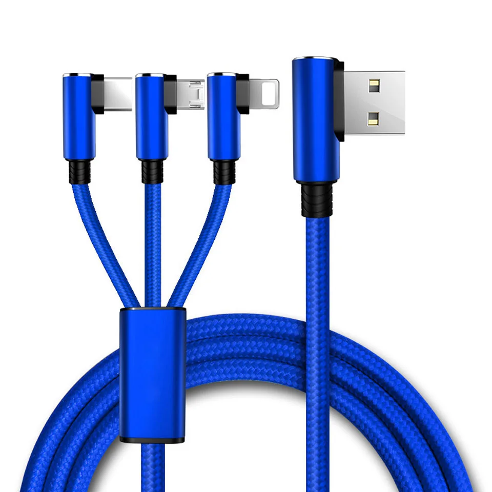 3 в 1 90 градусов Micro usb зарядный кабель для Iphone samsung S8/S9 Plus huawei usb type C мульти кабель для зарядного устройства Шнур мобильного телефона