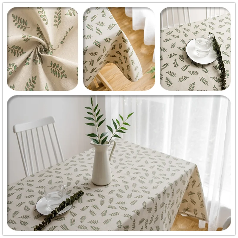 

Cotton Linen Tablecloth Rectangle Leaf Print Modern Desk Cover For Living Room-Kitchen Item- Home Decoration Table Basse De Salo