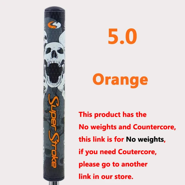 Новинка, рукоятки для клюшек Super Stro* SKULL Slim 5,0, рукоятки для клюшек для гольфа, 4 цвета - Цвет: 5.0No weights orange
