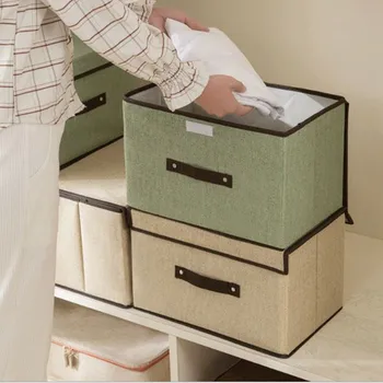 

Clothing Organizer Fabric Folding Storage Box Containers with Lids Home Furnishing Dustproof Storage Box rangement Household