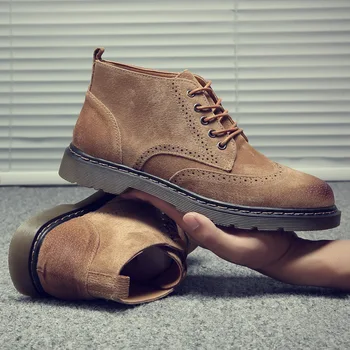 

mens casual outdoor desert boots cow leather bullock shoes carved brogue shoe tooling ankle boot chaussure homme bota masculina