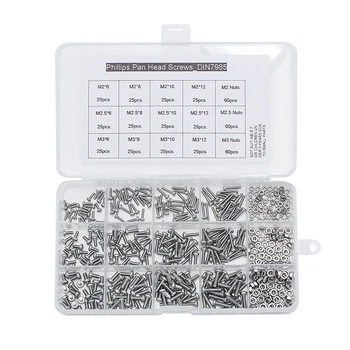 

480Pcs/set M2 M2.5 M3 DIN7985 GB818 Cross Recessed Pan Head Screws Phillips Screws Assortment Kit