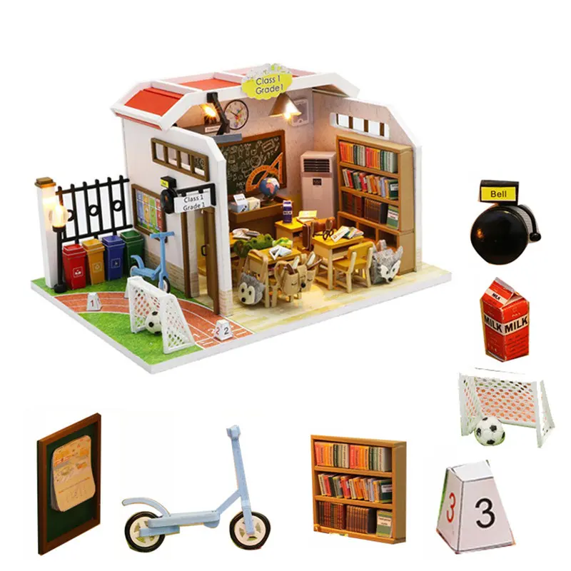 Holz DIY Puppenhaus Kit 1:24 Puppenhaus Miniatur Studio mit Möbeln 