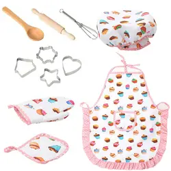 Ensemble cuisine pour enfants, jouets pour filles, jeu de rôle, costume de cuisinière, tablier, gant, manique, toque de chef, ustensiles de cuisson, amusement avec des amis 