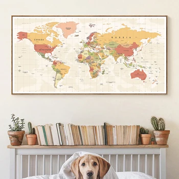 

World Map Decorative Wall Art Picture Modern Posters and Prints Canvas Painting Cuadros Study Office Room Decoration Home Decor