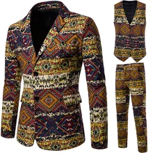 African Style Men Three Pieces Set Wedding Suit Mens Blazers Slim Fit Suits for Men Costume Business Formal Party