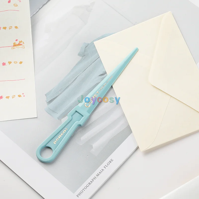 Hightide Penco Desks Letter Opener-Plastic Letter Opener with Trendy Designs, Safe Plastic Edge, Wide Ergonomic Handle