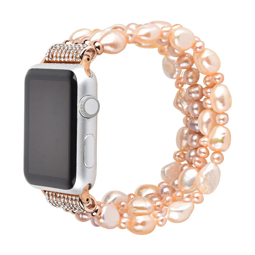 Браслет из натурального жемчуга для Apple Watch 38 мм 40 мм 42 мм 44 мм Женский Хрустальный Браслет для серии 5 4 3 2 1 iWatch ремешок