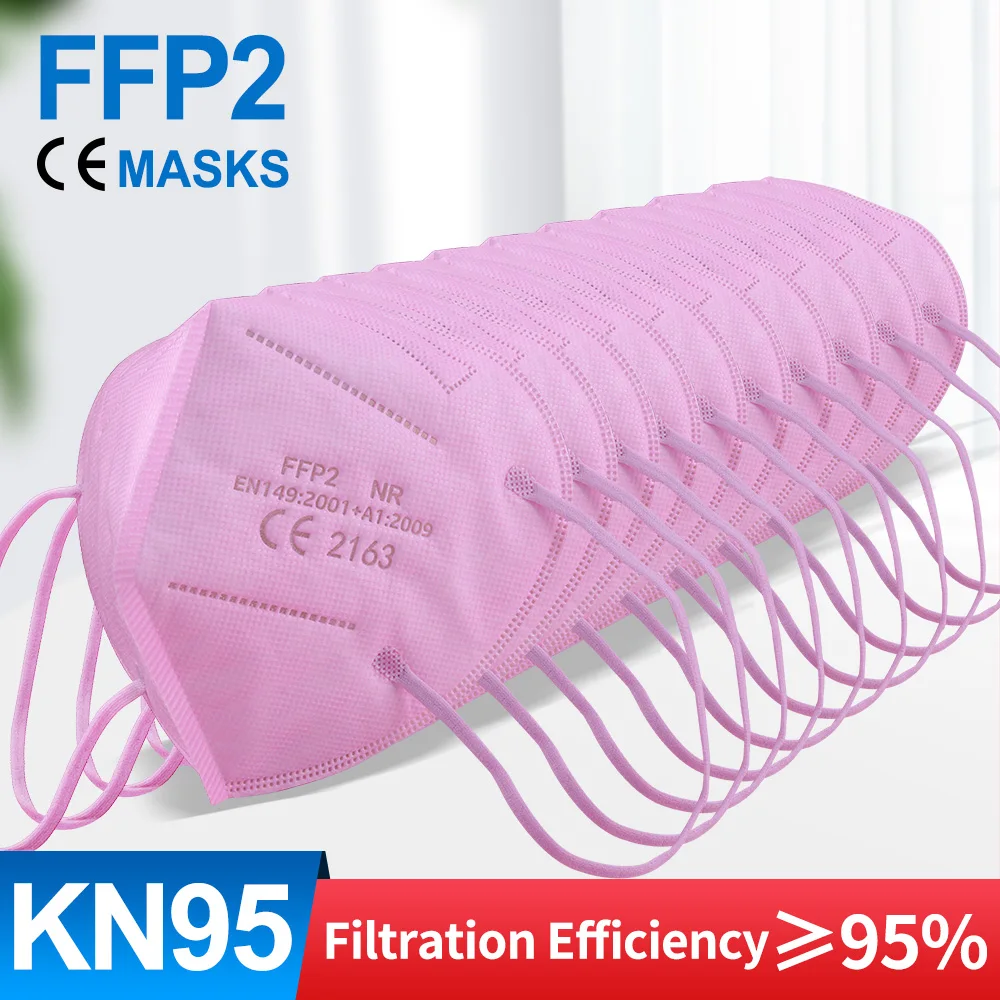 Mascarillas faciales FFP2 kn95 con filtro de 5 capas, máscara respiratoria, FFP2, ffpp2, 100, 5-100 unidades