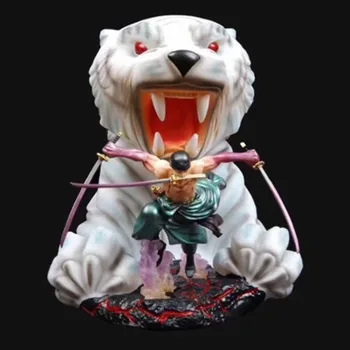 

24cm huge Anime One Piece Roronoa Zoro Gokutora Hunting Ver. GK with white tiger PVC Action Figure Statue Collectible Model