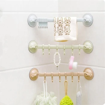 

Bathroom 6 Hooks Hanger Rack Wall-mounted Kitchen Cupboard Cooking Tool Storage Shelf Clothes Towel Organizer Gabgets Holder