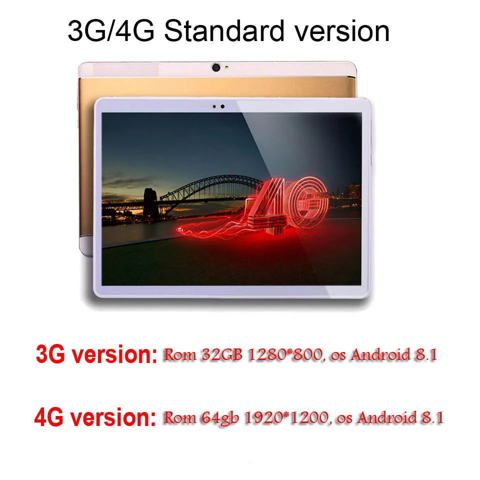 standard version Google Play 10 дюймов Android 8,1 планшеты ПК 4 ГБ ОЗУ 64 Гб ПЗУ 8 ядер Восьмиядерный 3G 4G LTE Wifi FM A-GPS Bluetooth детский планшет 10,1 - Комплект: standard version