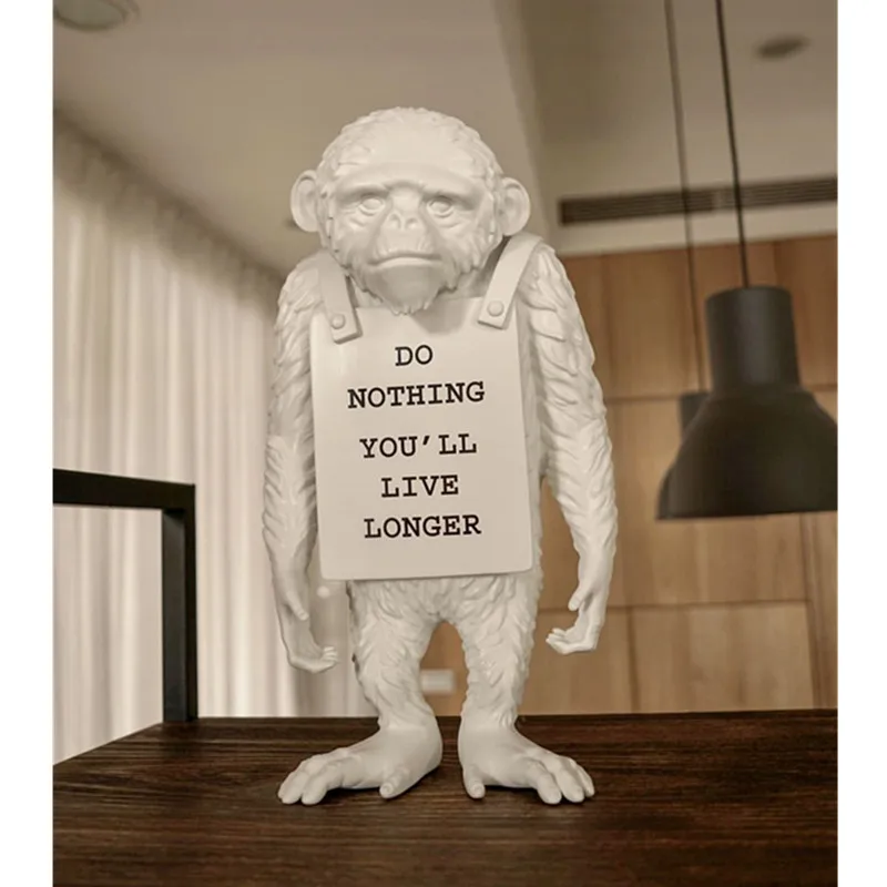

Sculpture White Monkey Sign British Street Art Modern Statue Desk Ornaments Gorilla Action Figure Collection Model Toy M4117