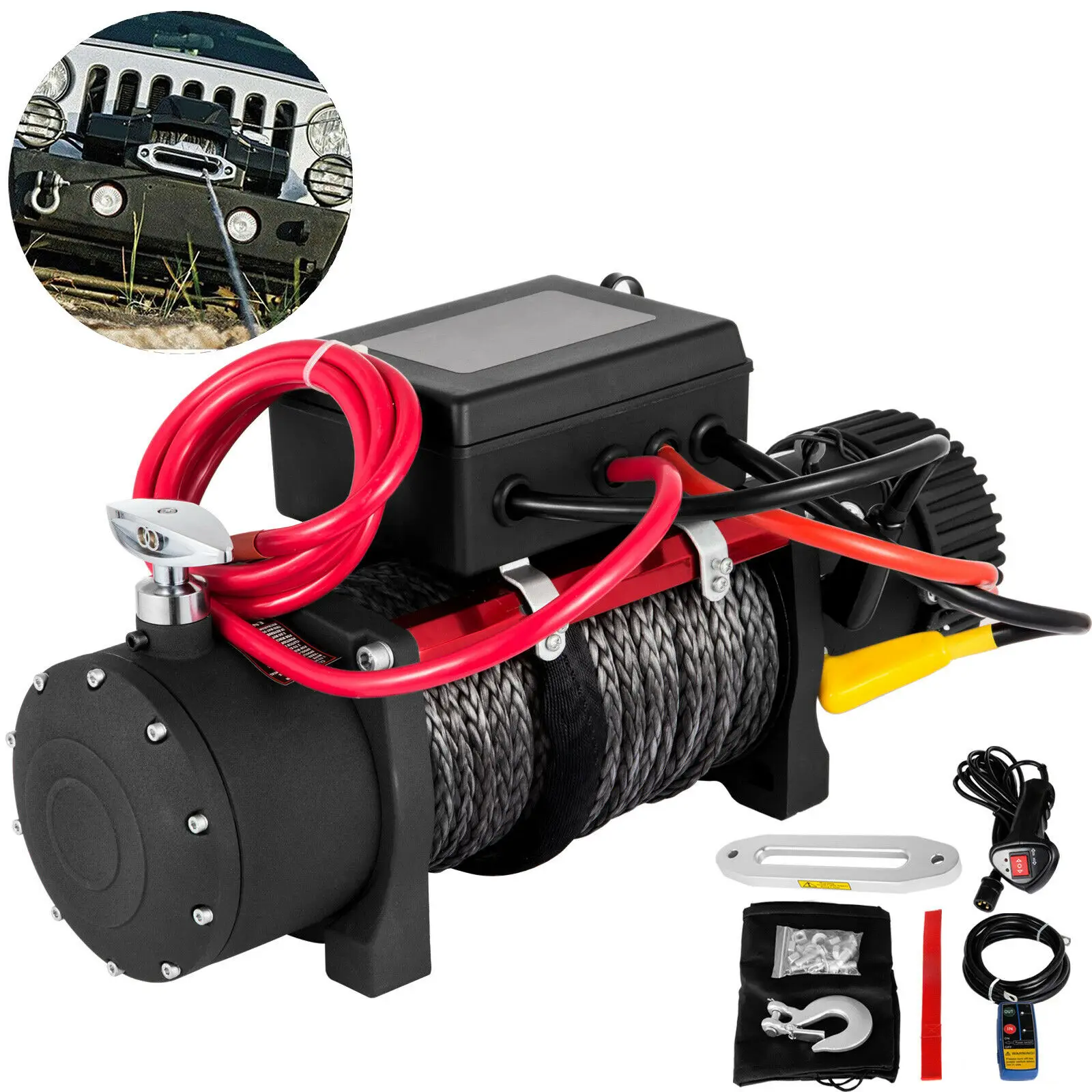 4x4 Heavy Duty Electric Winch 13500lb Stealth 12v Steel Rope Wireless Recovery 
