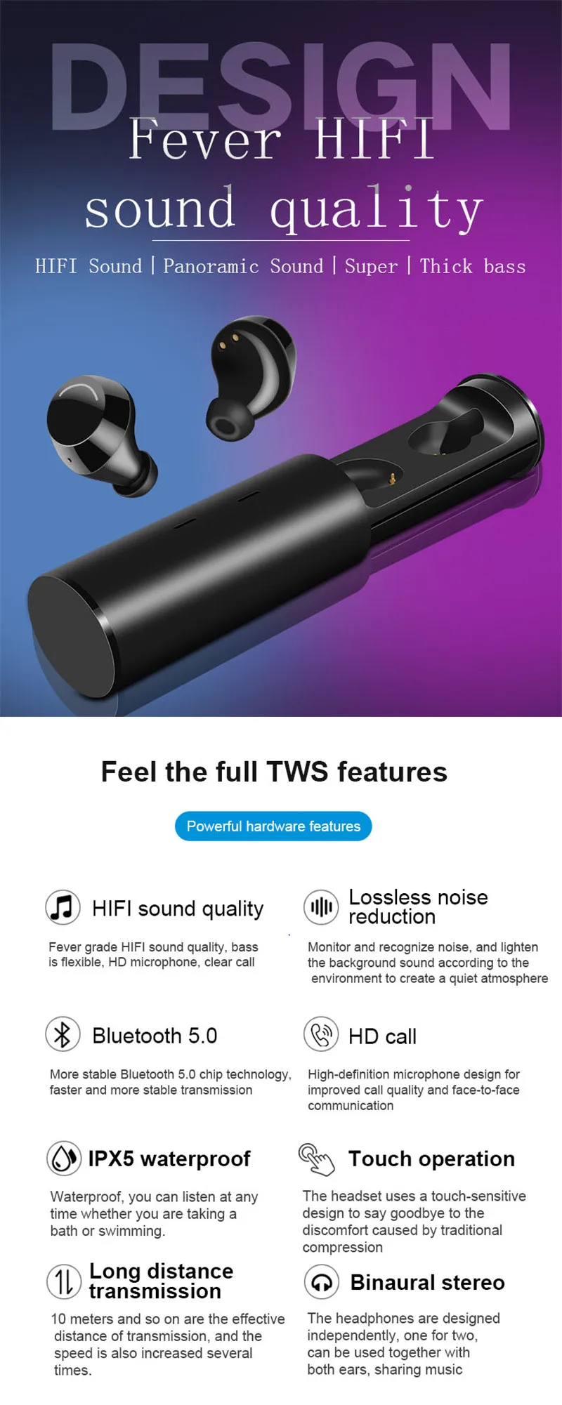 LEORY TWS-29, беспроводные Bluetooth 5,0 наушники, мини IPX5, водонепроницаемая Спортивная гарнитура, hi-fi стерео наушники с HD микрофоном
