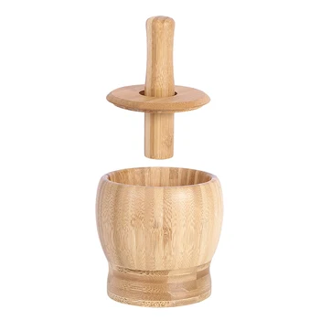 

Garlic Masher with Lid Bamboo Household Kitchen Food Grinder Widely Used Thick