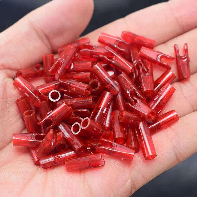 100 Punte In Plastica Per Frecce Da Tiro Con L'arco - Diametro Albero 5,5 Mm - JNXhunter