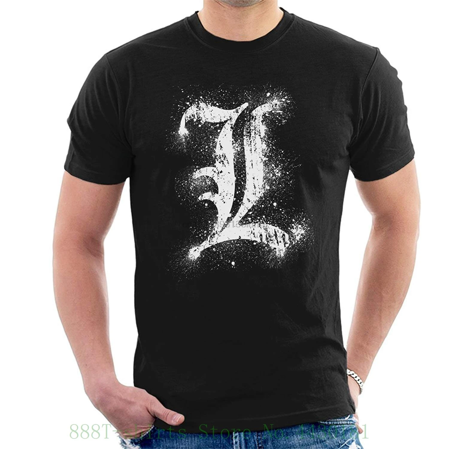 Death Note L Symbol Мужская футболка Новое поступление мужские футболки повседневная для