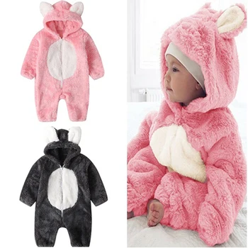 

Autumn Winter Double-faced Velvet Thick Warm Baby Onesies Cute Animal Style Long-sleeved Hooded Rompers for Boys Girls Playsuit