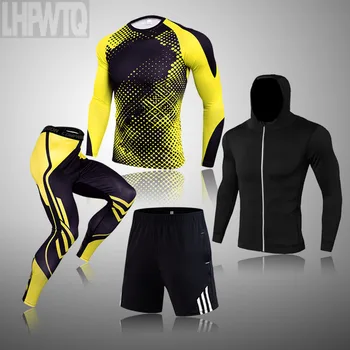 

Winter Suit For Men 4 Piece Men Thermal Underwear Tracksuit Men MMA Thermal Underwear Clothing Rashgard kit Bodybuilding T-Shirt