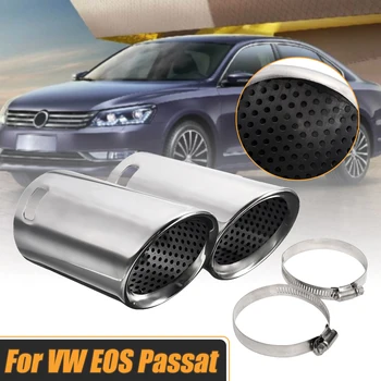 

Hot Pair Chrome Car Exhaust Tail Muffler Pipes Tips For VW EOS 2006-2014 For Passat B6 CC For Estate 2005~2010