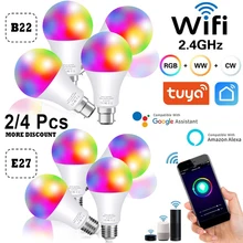 20W Led Light bulb RGB E27 B22 Tuya Smart Home Led Lamp Magic Bulbs Compatible With Philips Hue Alexa Amazon Google Assistant