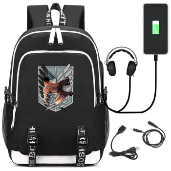 

Anime Attack on Titan Backpack Shingeki no Kyojin USB Charge Laptop Shoulder Bag Large Travel Rucksack Student Cartoon Schoolbag