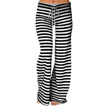 

Plus Size Pants 2021 Ladies Leggings Fashion Striped High Waist Elastic Loose Wide-leg Pants Dancing Pants Quick-drying Pants