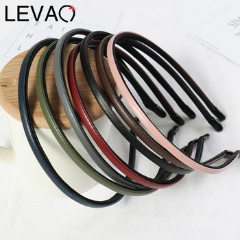 

LEVAO Solid Female Synthetic Leather Bezel Headband Turban Hairband For Women Lady Hair Hoop Hair Accessories Headwear Elegant