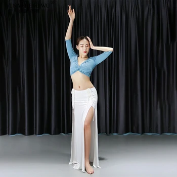 

Women Sexy Belly Dance Costume Practice Set Top Double Split Skirt Modal Indian Oriental Dance Training Performance Dancewear