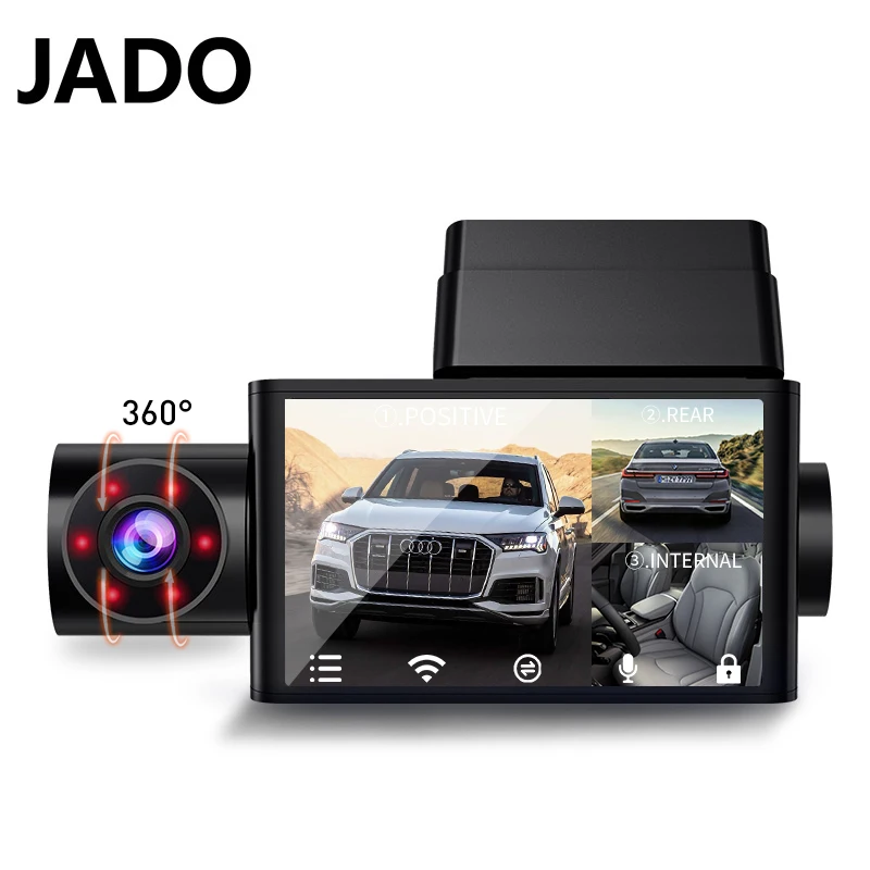 JADO авто видеорегистратор HD1080P Автомобильный 3 камеры s ночного видения 24H монитор
