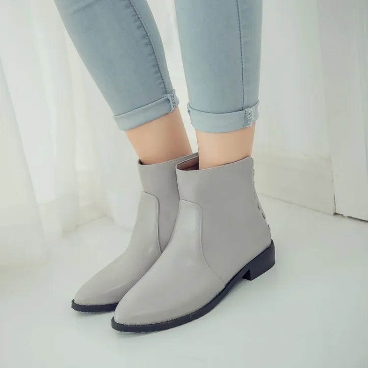 Big Size 9 10 11-16 boots women shoes ankle for ladies Lidding trim back zipper | Обувь