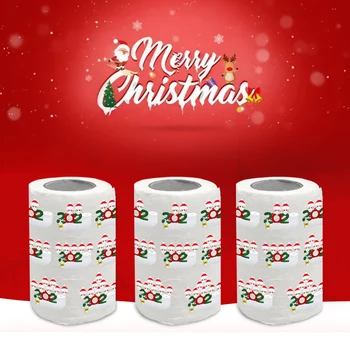 

Merry Christmas Supplies Printed Toilet Paper Home Bath Living Room Toilet Paper Tissue Roll Xmas LDO99