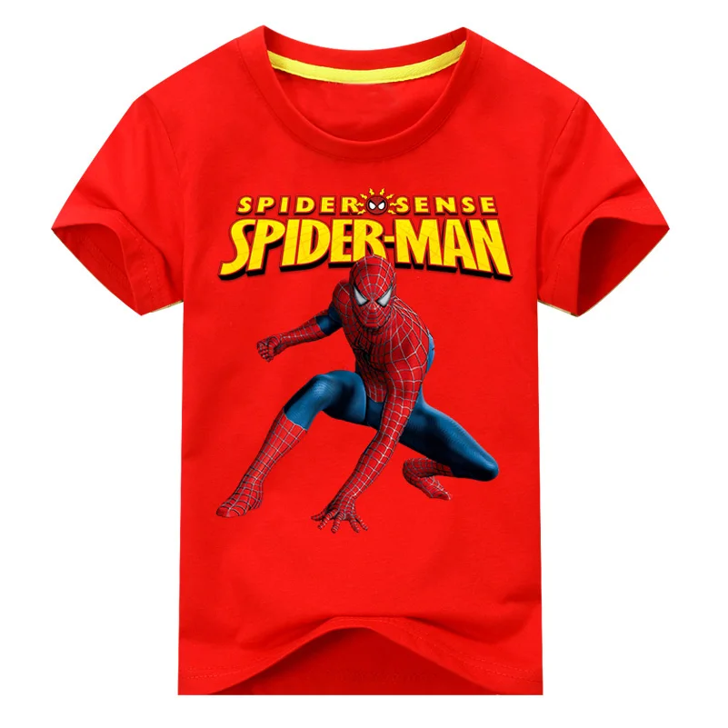 Новые детские футболки для мальчиков и девочек, футболка с короткими рукавами с человеком-пауком, футболки, топы для детей, костюм для мальчиков, одежда, футболка