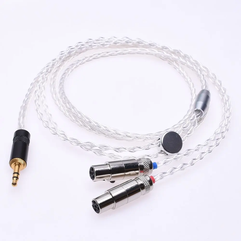 1 5 м футов Hi-end 8 ядер Litz braid 5N Pcocc посеребренный кабель для наушников Audeze LCD-2 LCD-3 LCD-X |