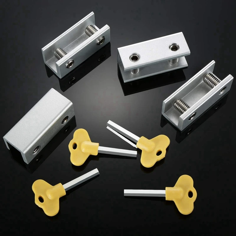 

Adjustable Sliding Window Locks Aluminum Alloy Window Door Frame Security Locks with Key for Home and Office (Double-Locks, 4pcs
