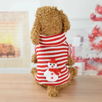

Pet Turtleneck Striped Santa Snowman Pet Dog Clothes Supplies Dog Christmas Sweater